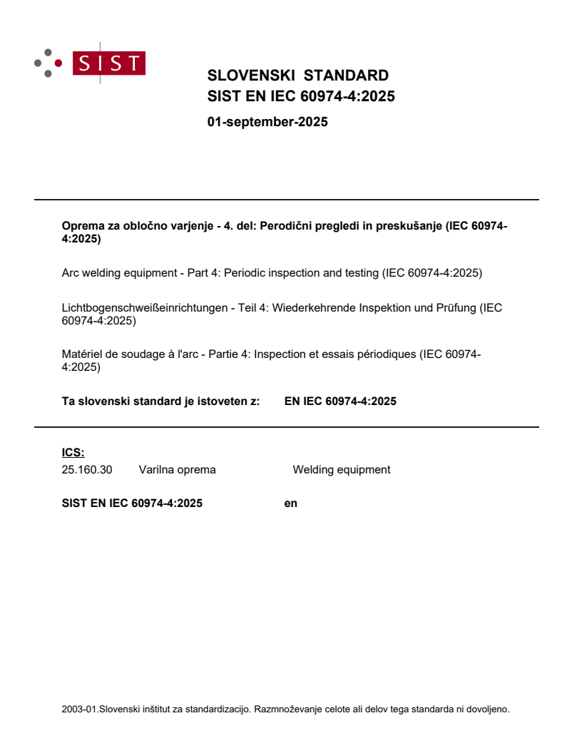 EN IEC 60974-4:2025