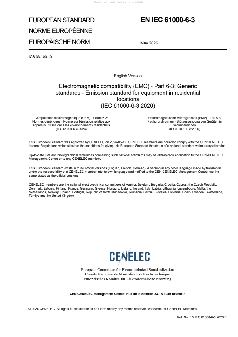 SIST EN IEC 61000-6-3:2026 SIST EN IEC 61000-6-3:2026 - BARVE - Page 3 preview