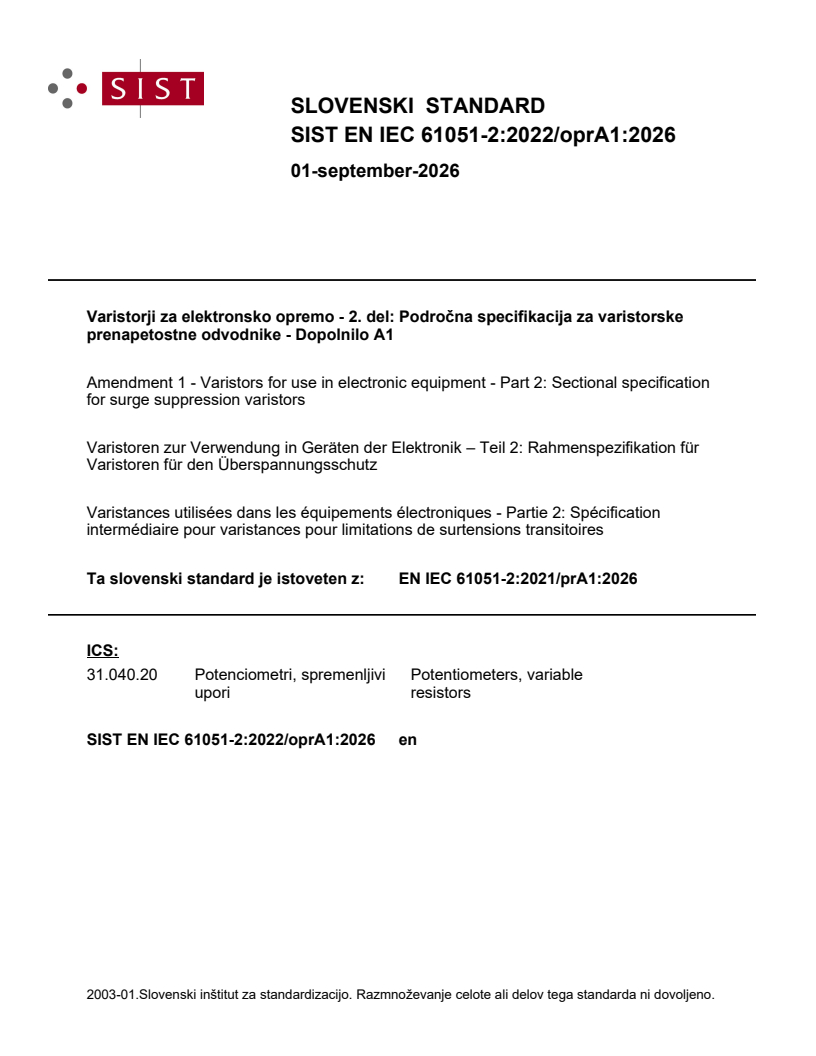 EN IEC 61051-2:2021/prA1:2026 EN IEC 61051-2:2022/oprA1:2026 - Page 1 preview