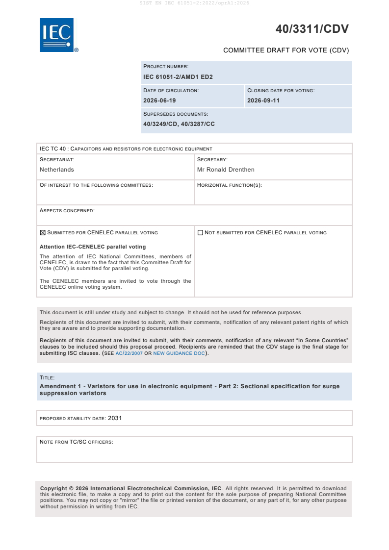 EN IEC 61051-2:2021/prA1:2026 EN IEC 61051-2:2022/oprA1:2026 - Page 3 preview