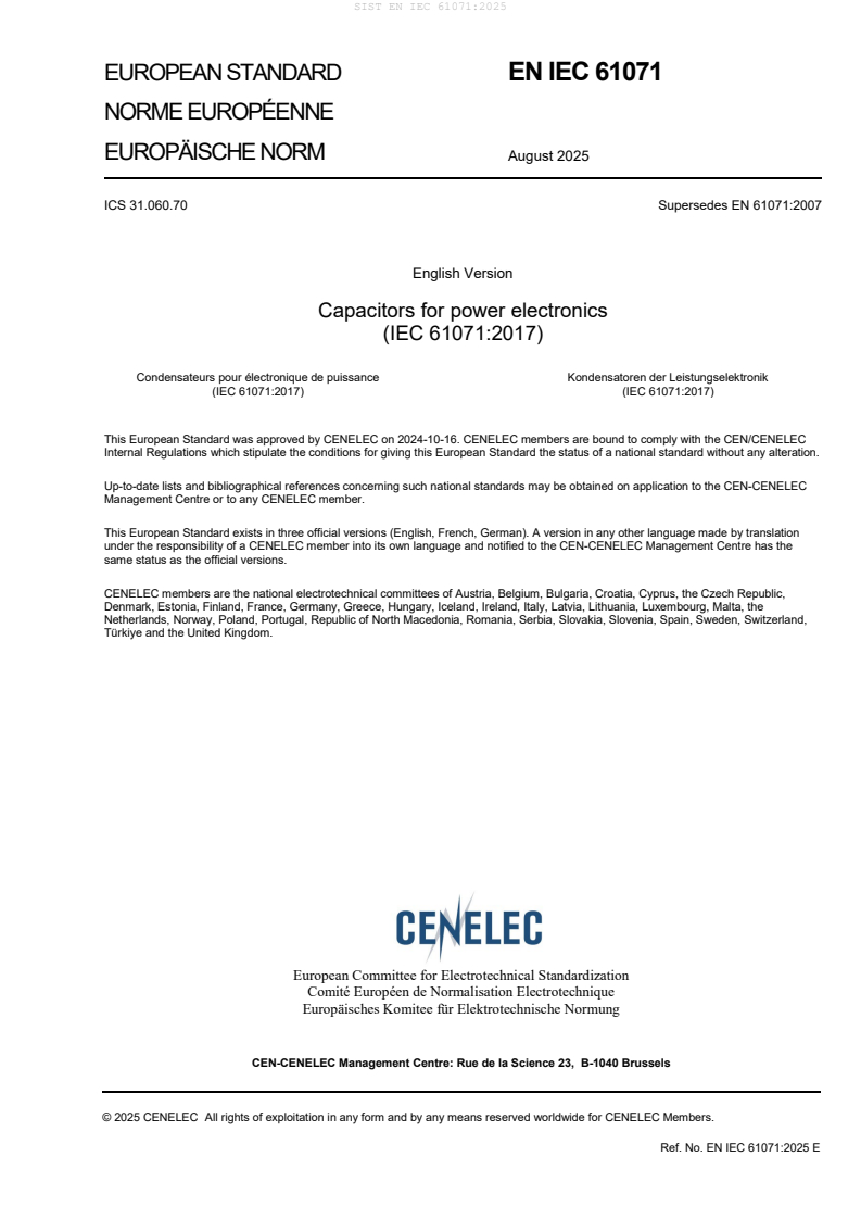 EN IEC 61071:2025