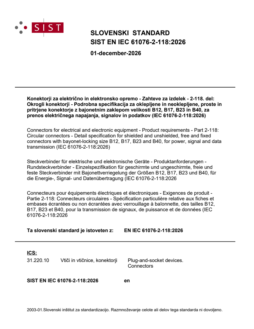 SIST EN IEC 61076-2-118:2026 SIST EN IEC 61076-2-118:2026 - Page 1 preview