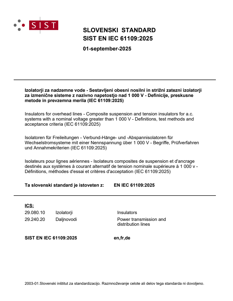 EN IEC 61109:2025 - BARVE