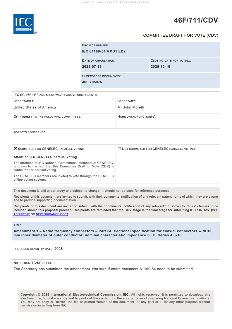 EN IEC 61169-54:2021/oprA1:2025
