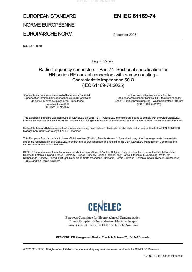 SIST EN IEC 61169-74:2026 SIST EN IEC 61169-74:2026 - Page 3 preview