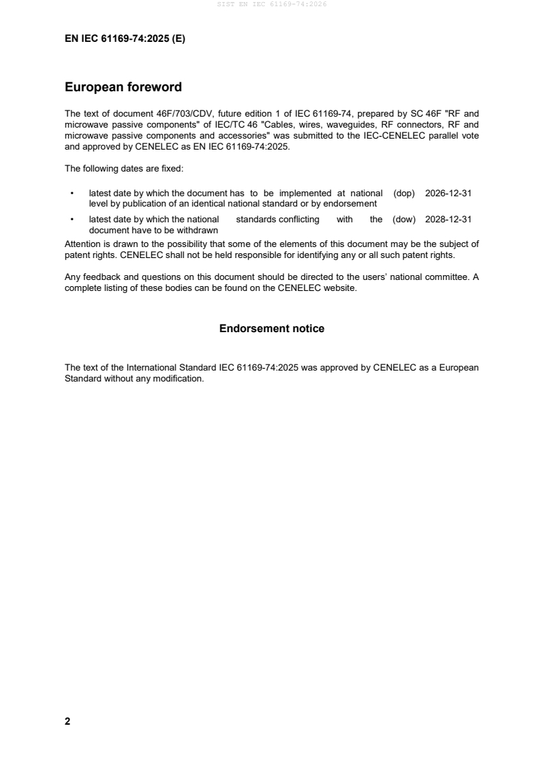 SIST EN IEC 61169-74:2026 SIST EN IEC 61169-74:2026 - Page 4 preview