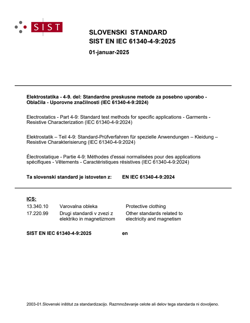 EN IEC 61340-4-9:2024 EN IEC 61340-4-9:2025 - BARVE - Page 1 preview