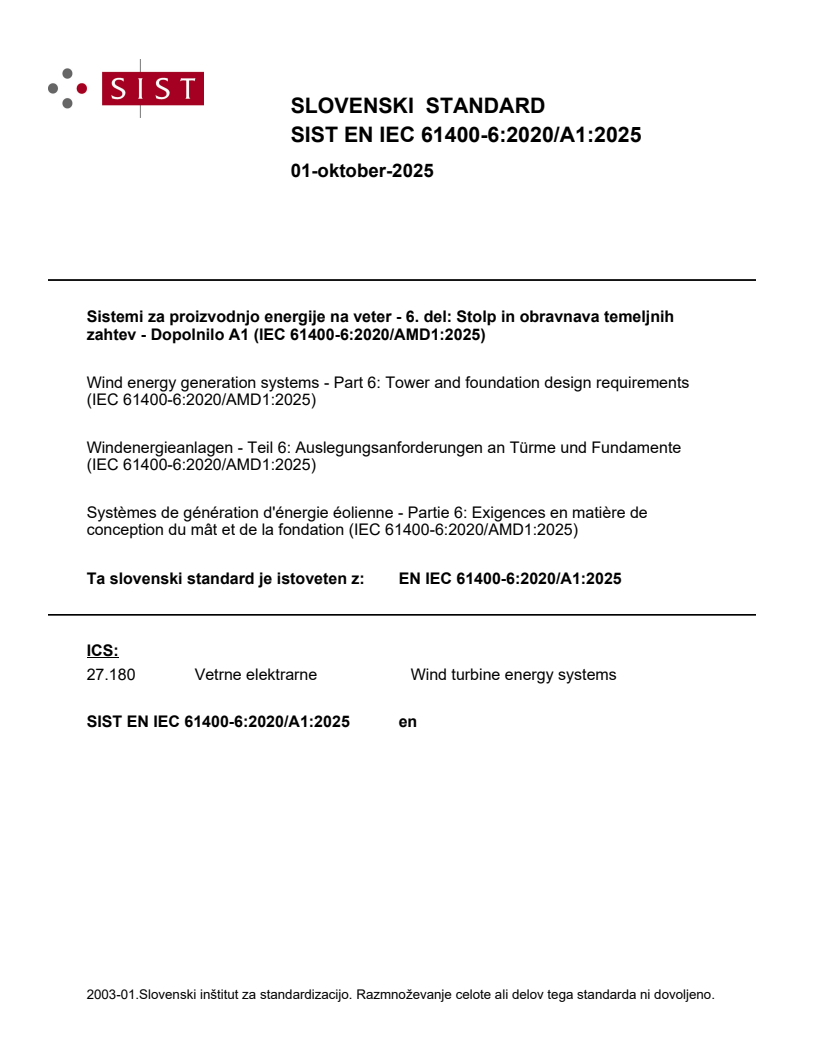 EN IEC 61400-6:2020/A1:2025 - BARVE