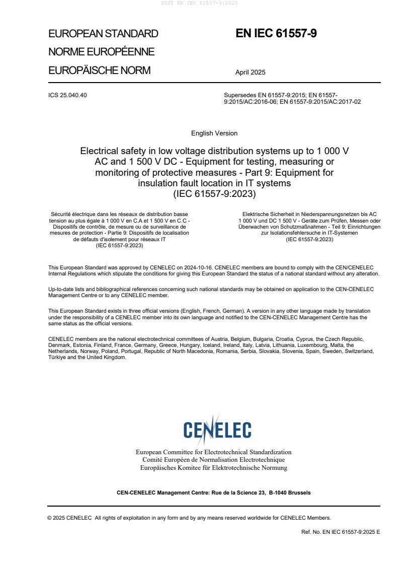 EN IEC 61557-9:2025