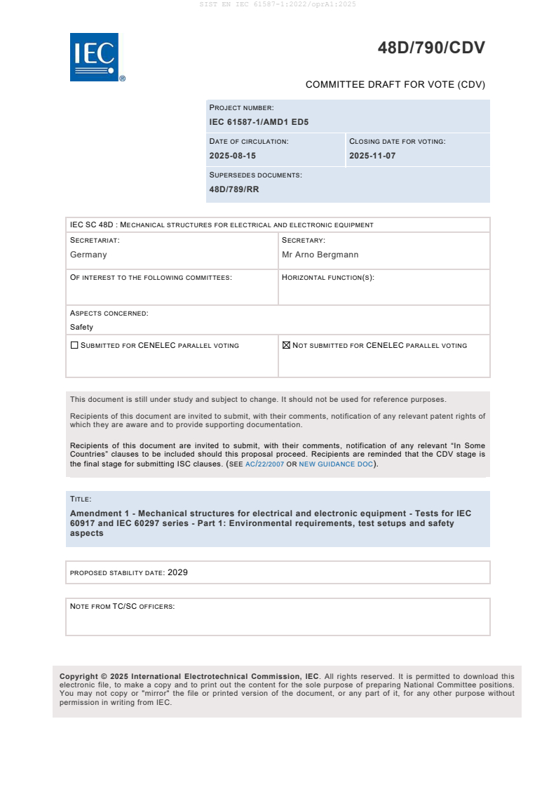 EN IEC 61587-1:2022/oprA1:2025