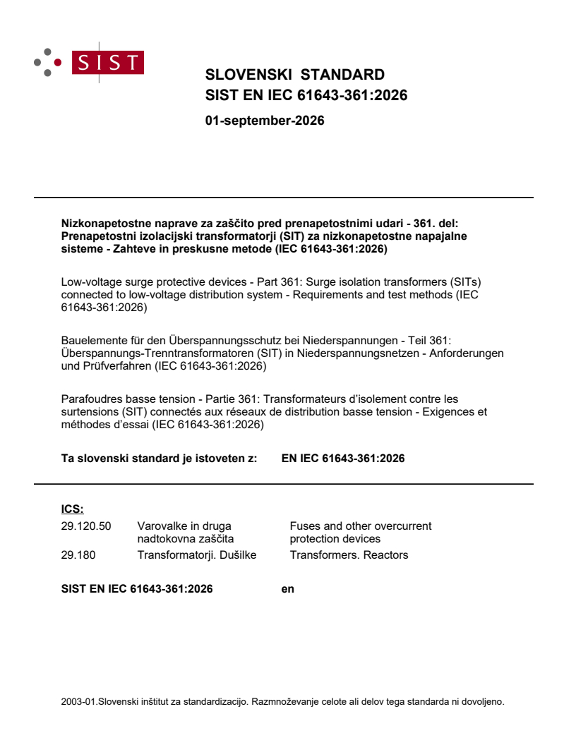 SIST EN IEC 61643-361:2026 SIST EN IEC 61643-361:2026 - Page 1 preview