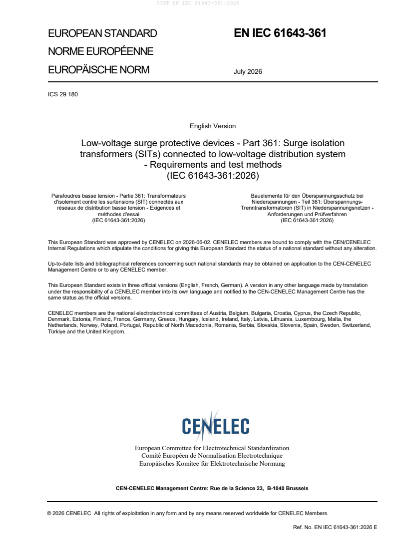 SIST EN IEC 61643-361:2026 SIST EN IEC 61643-361:2026 - Page 3 preview
