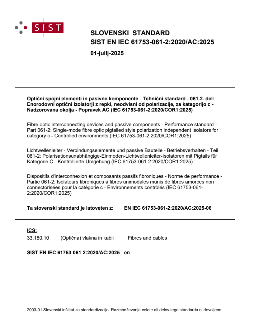 EN IEC 61753-061-2:2020/AC:2025