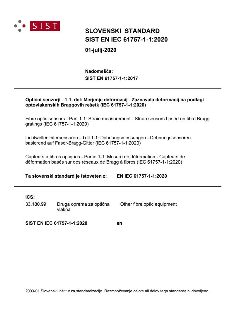 EN IEC 61757-1-1:2020 - BARVE