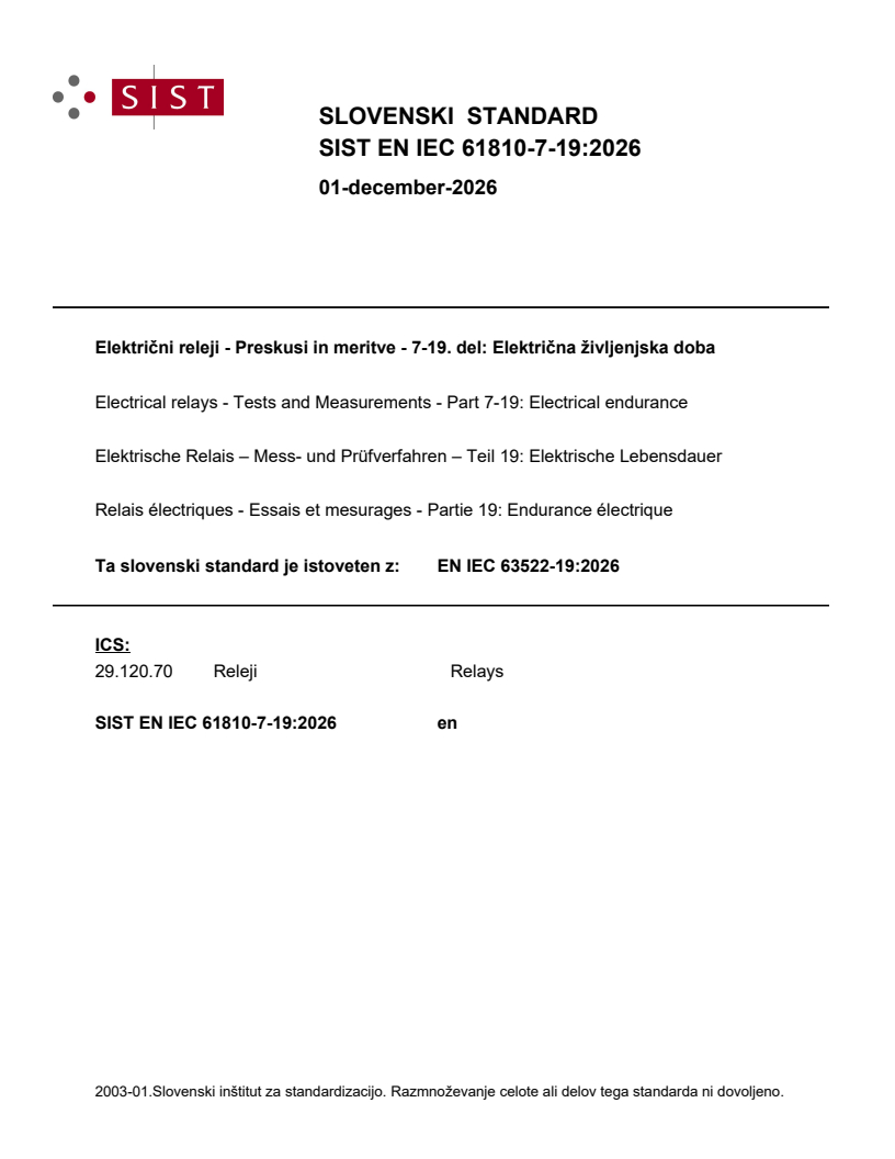 SIST EN IEC 61810-7-19:2026 SIST EN IEC 61810-7-19:2026 - Page 1 preview