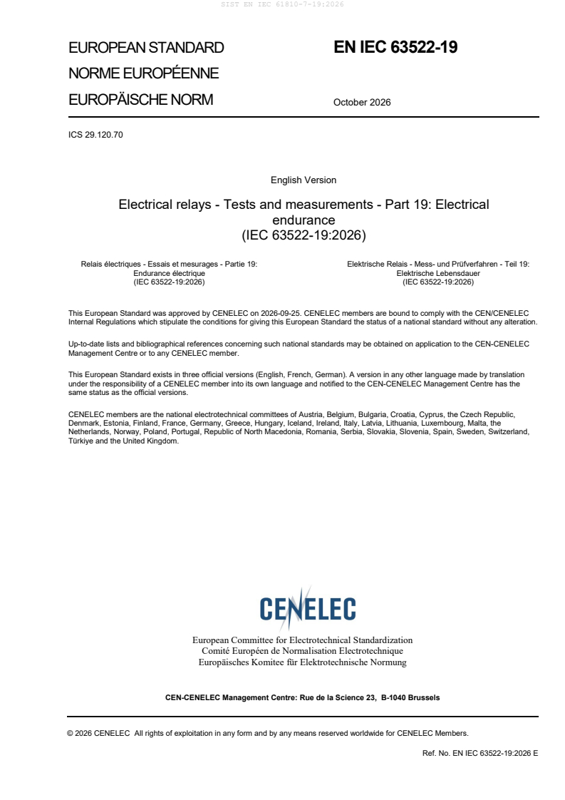 SIST EN IEC 61810-7-19:2026 SIST EN IEC 61810-7-19:2026 - Page 3 preview