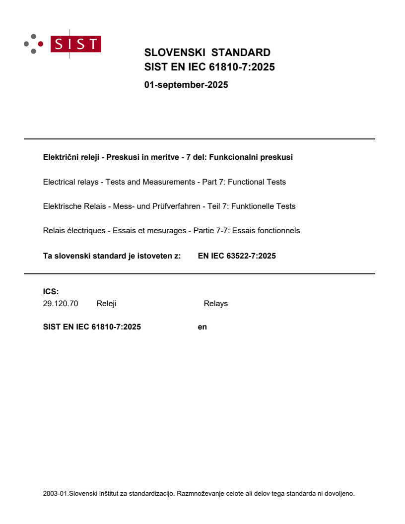 EN IEC 61810-7:2025