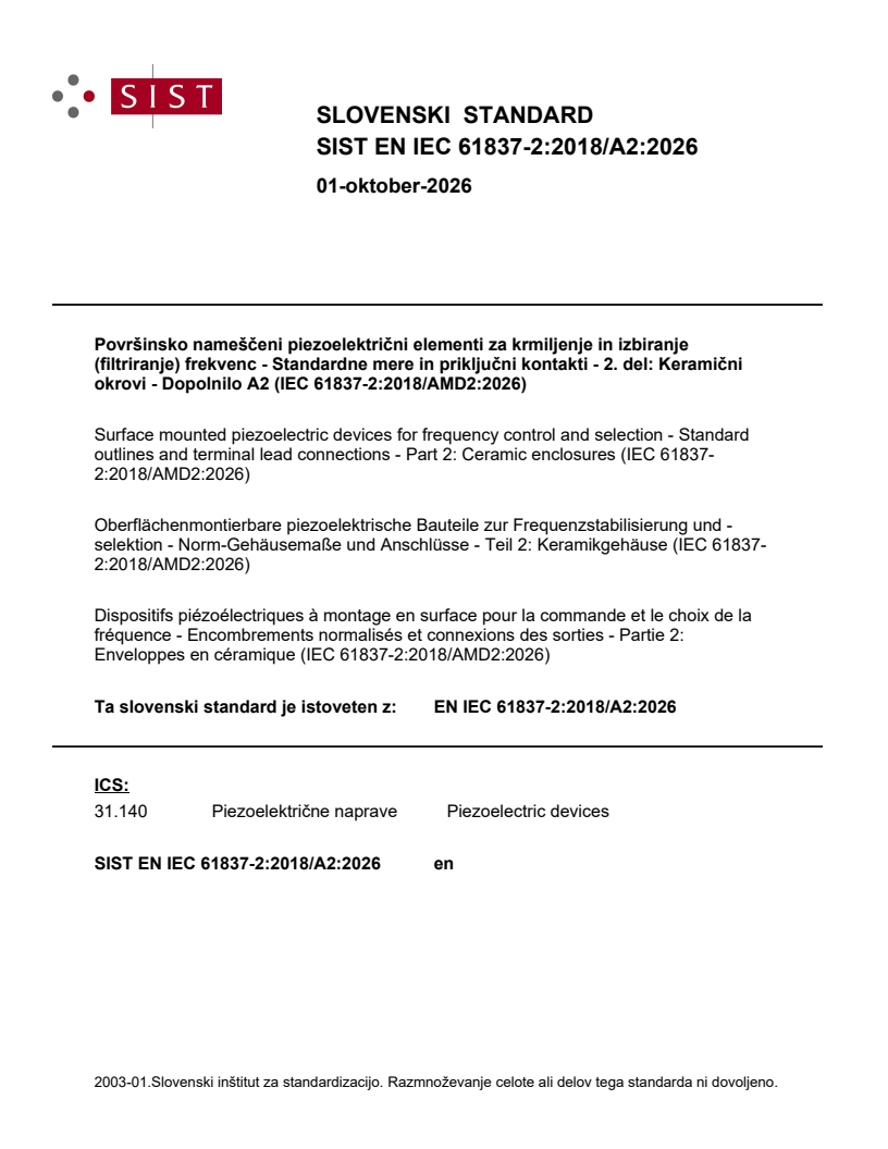 EN IEC 61837-2:2018/A2:2026 EN IEC 61837-2:2018/A2:2026 - Page 1 preview