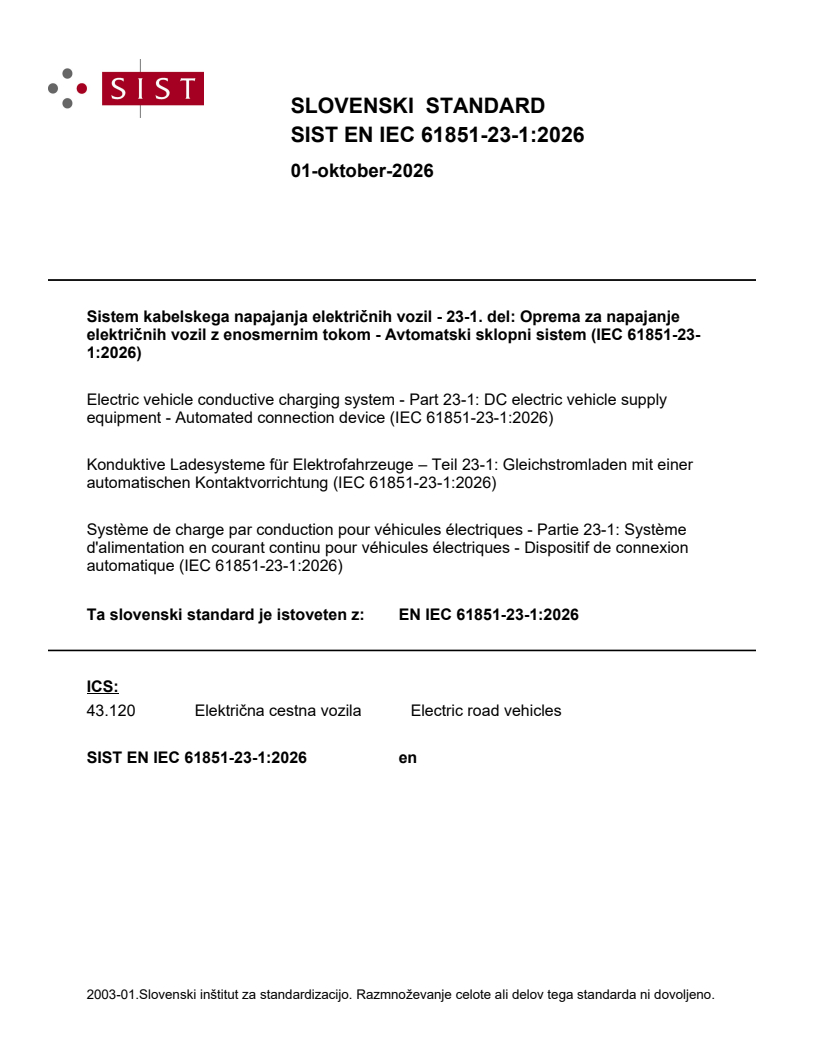 SIST EN IEC 61851-23-1:2026 SIST EN IEC 61851-23-1:2026 - BARVE - Page 1 preview