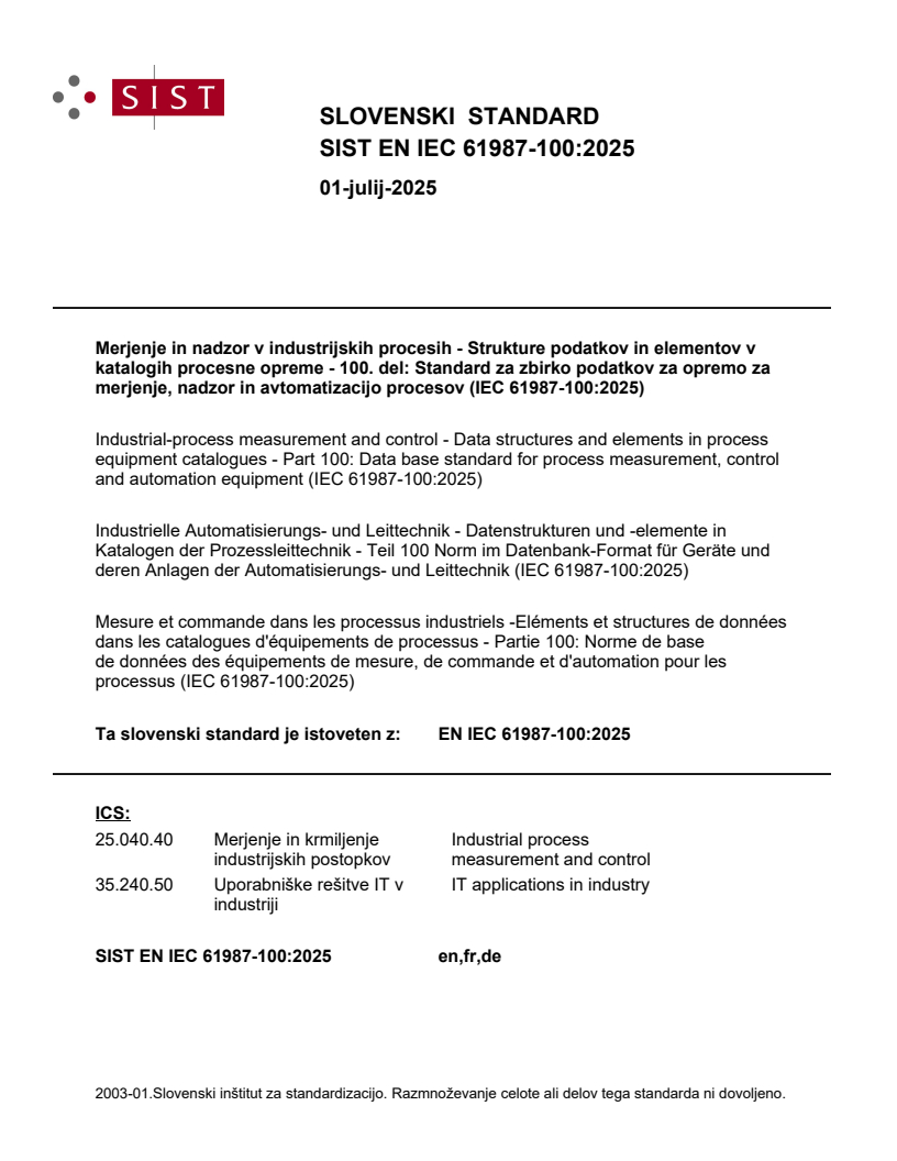 EN IEC 61987-100:2025 - BARVE