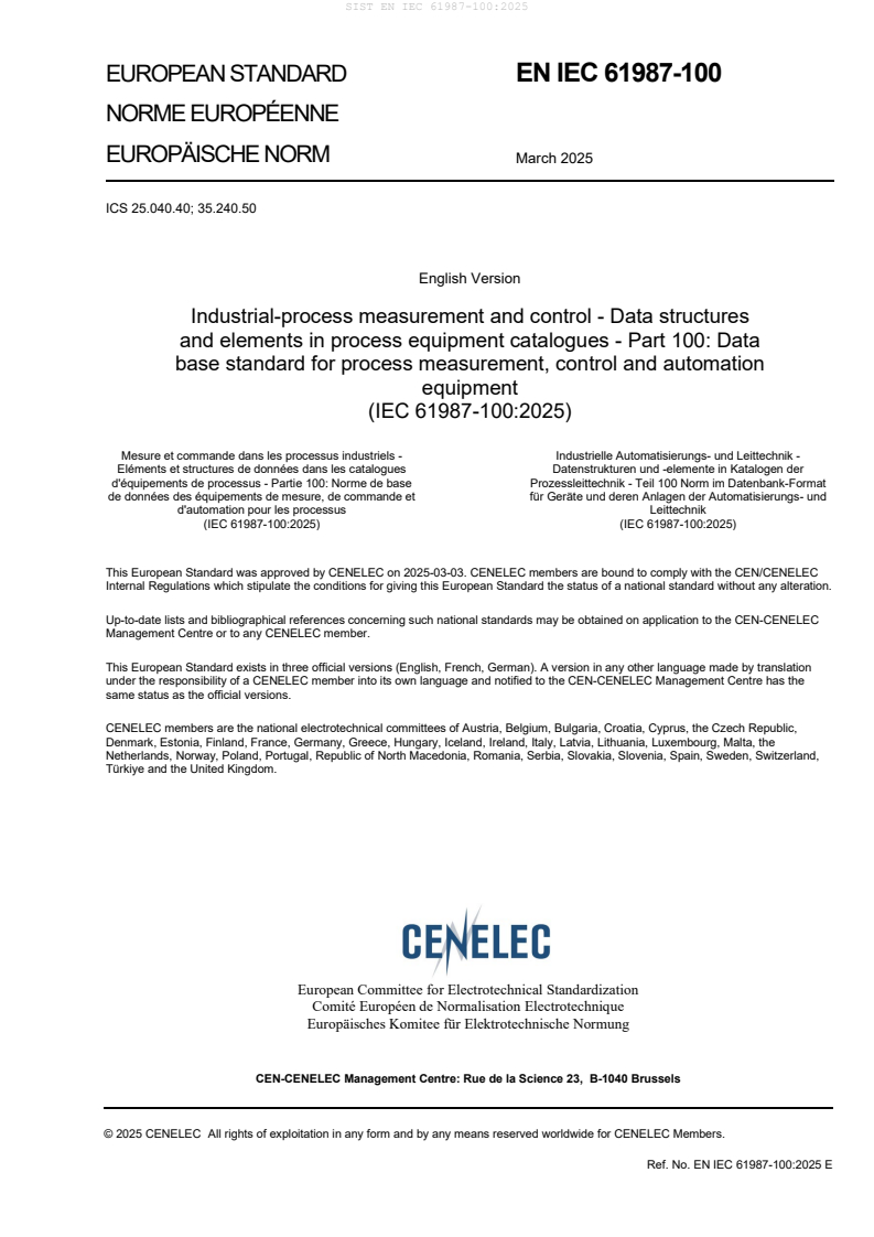 EN IEC 61987-100:2025 - BARVE