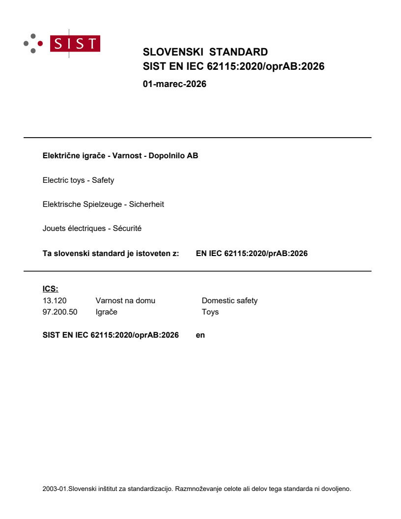 EN IEC 62115:2020/prAB:2026 EN IEC 62115:2020/oprAB:2026 - Page 1 preview
