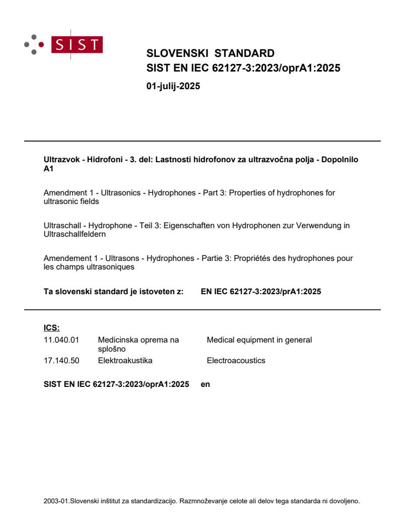 EN IEC 62127-3:2023/oprA1:2025