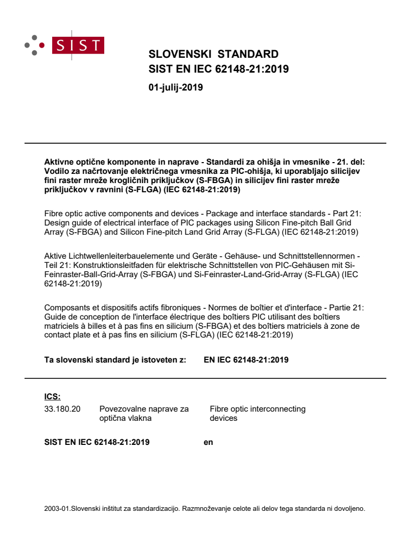 EN IEC 62148-21:2019 EN IEC 62148-21:2019 - Page 1 preview