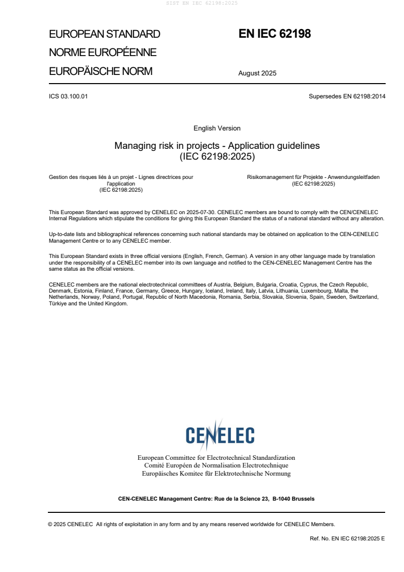 EN IEC 62198:2025 - BARVE