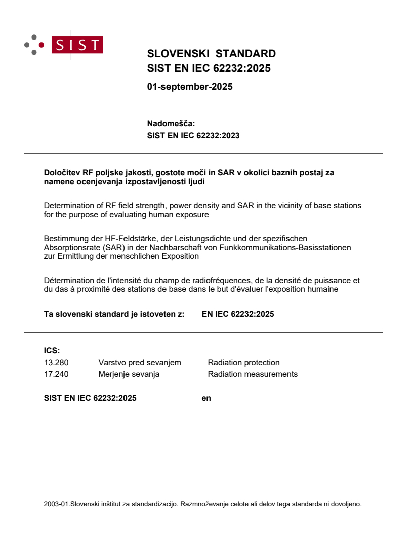 EN IEC 62232:2025 - BARVE