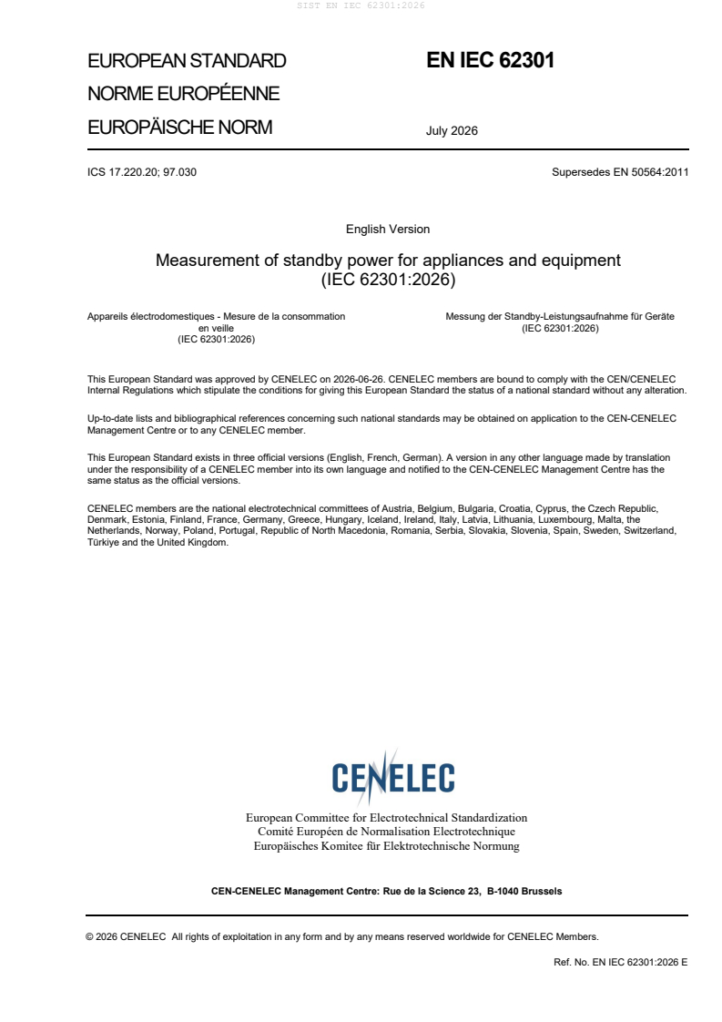 EN IEC 62301:2026 EN IEC 62301:2026 - BARVE - Page 3 preview