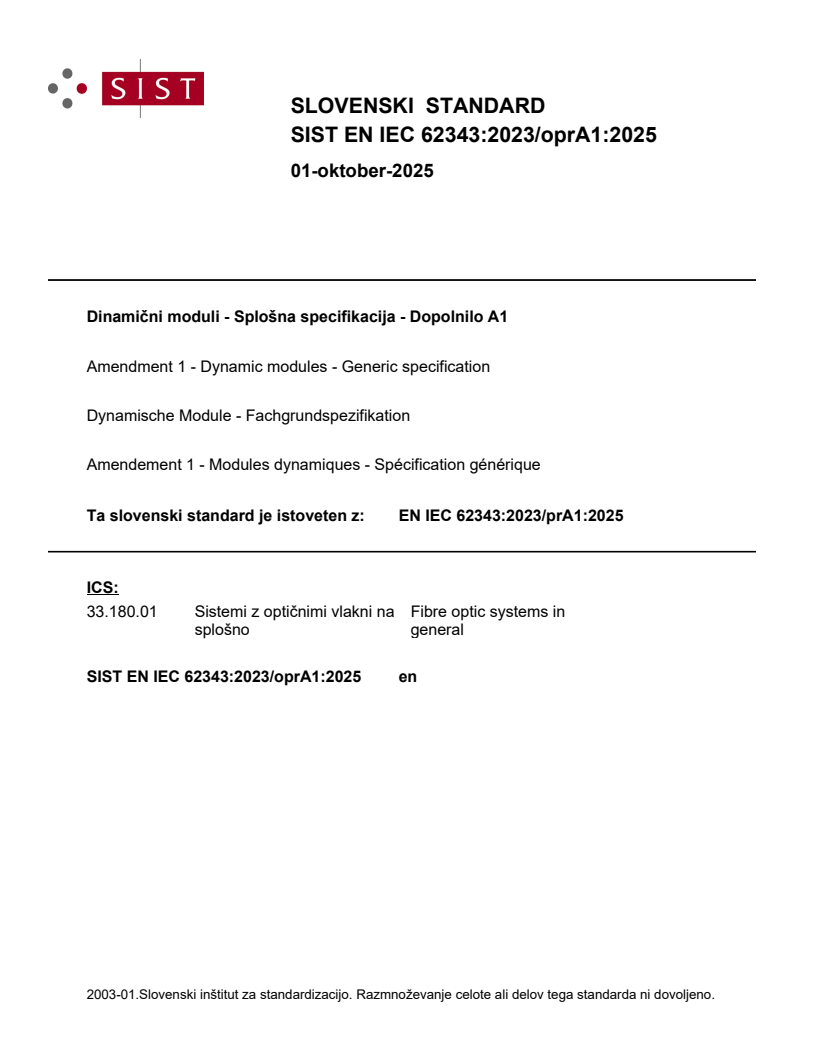 EN IEC 62343:2023/oprA1:2025