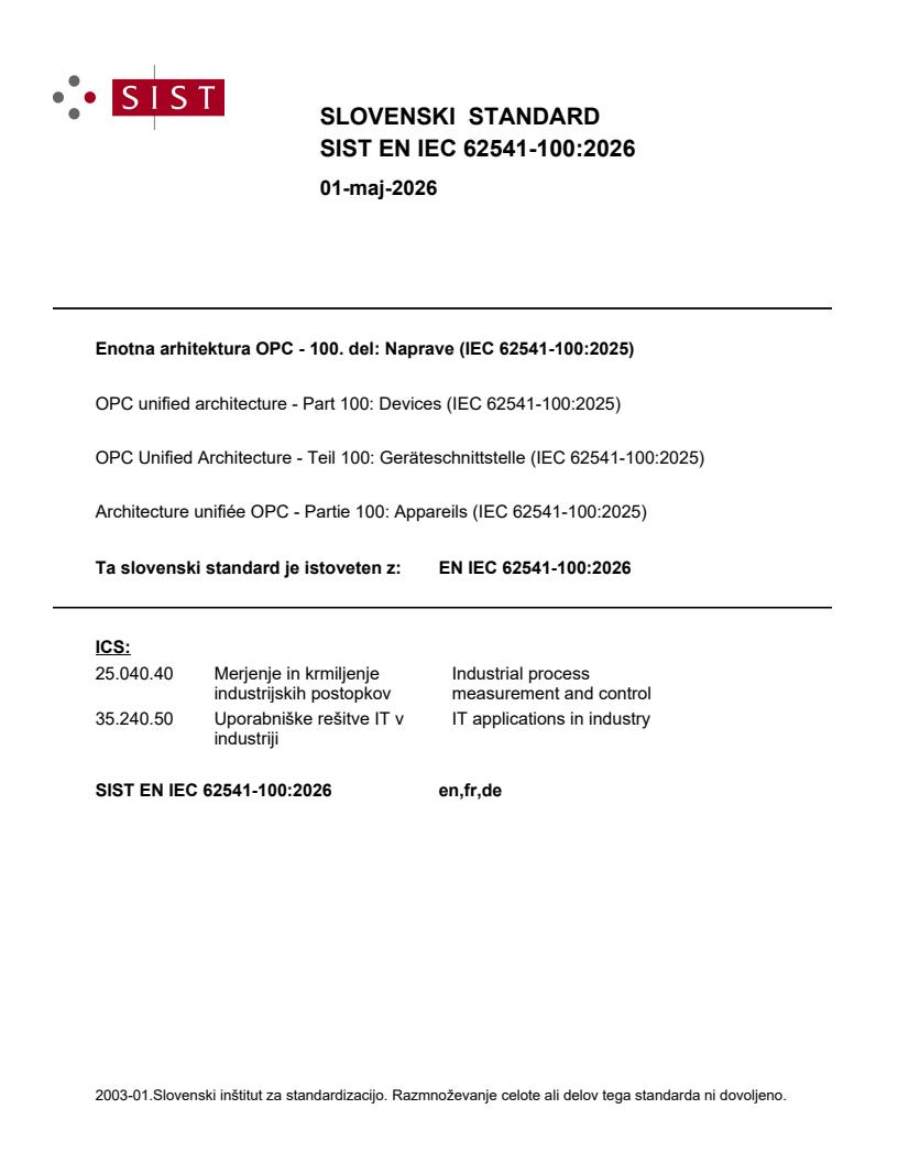 SIST EN IEC 62541-100:2026 SIST EN IEC 62541-100:2026 - BARVE - Page 1 preview