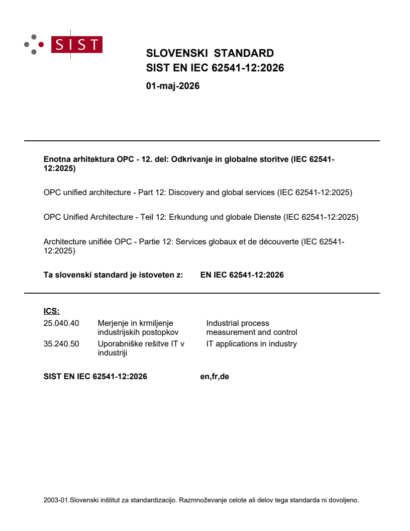 SIST EN IEC 62541-12:2026 SIST EN IEC 62541-12:2026 - BARVE - Page 1 preview