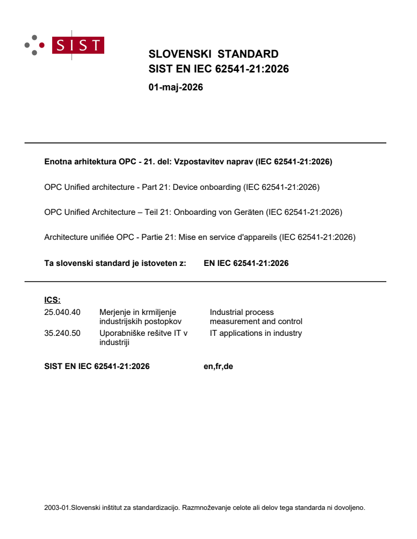 SIST EN IEC 62541-21:2026 SIST EN IEC 62541-21:2026 - BARVE - Page 1 preview