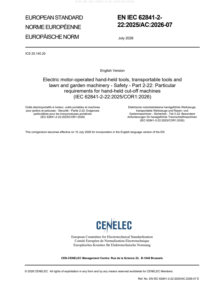 SIST EN IEC 62841-2-22:2026/AC:2026 SIST EN IEC 62841-2-22:2026/AC:2026 - Page 3 preview