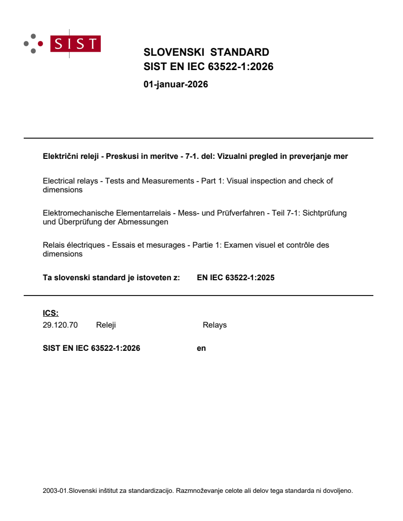SIST EN IEC 63522-1:2026