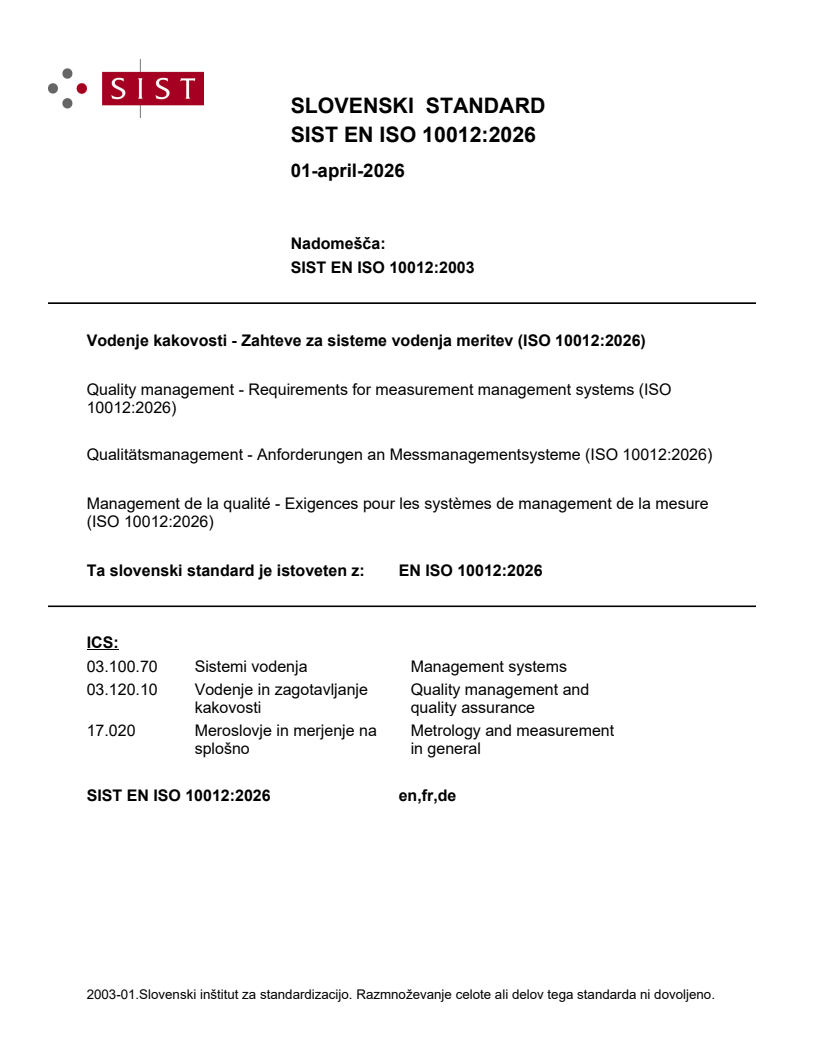 SIST EN ISO 10012:2026 SIST EN ISO 10012:2026 - Page 1 preview