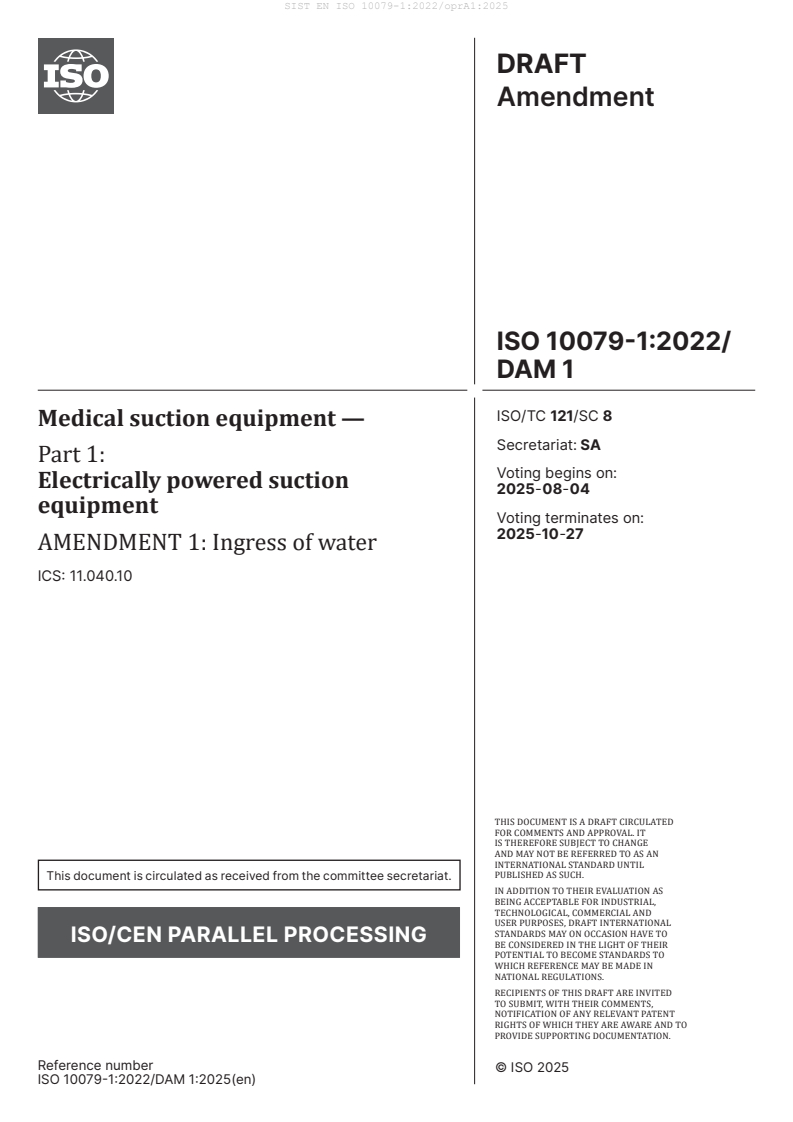 EN ISO 10079-1:2022/oprA1:2025