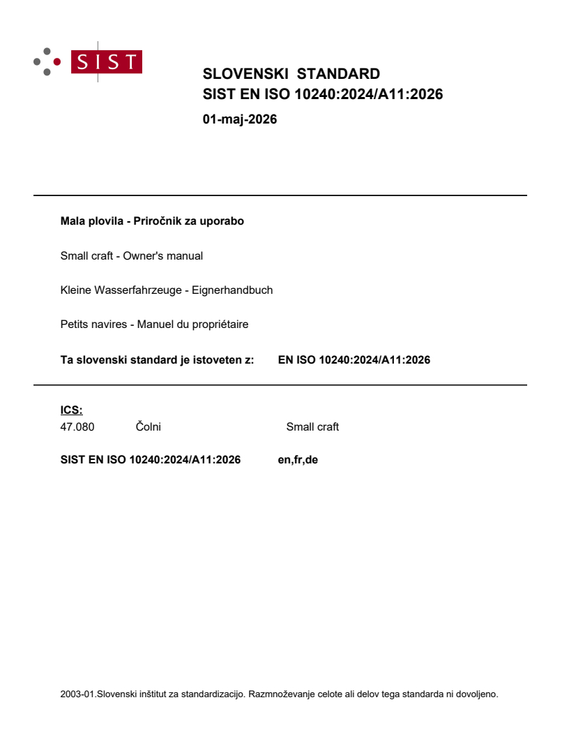 SIST EN ISO 10240:2024/A11:2026 SIST EN ISO 10240:2024/A11:2026 - Page 1 preview