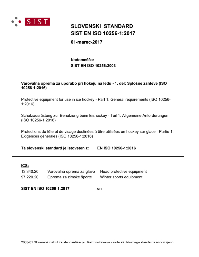 EN ISO 10256-1:2016 EN ISO 10256-1:2017 - Page 1 preview