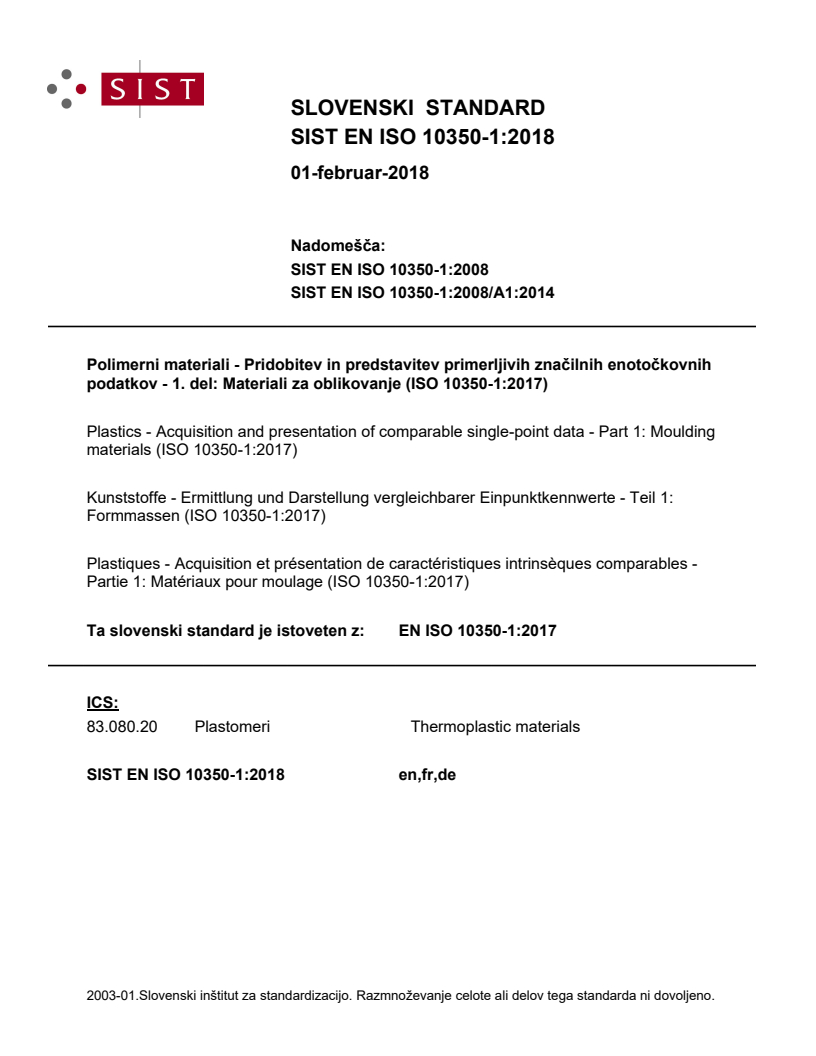 EN ISO 10350-1:2017 EN ISO 10350-1:2018 - Page 1 preview