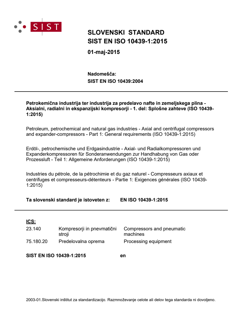 EN ISO 10439-1:2015 EN ISO 10439-1:2015 - BARVE - Page 1 preview