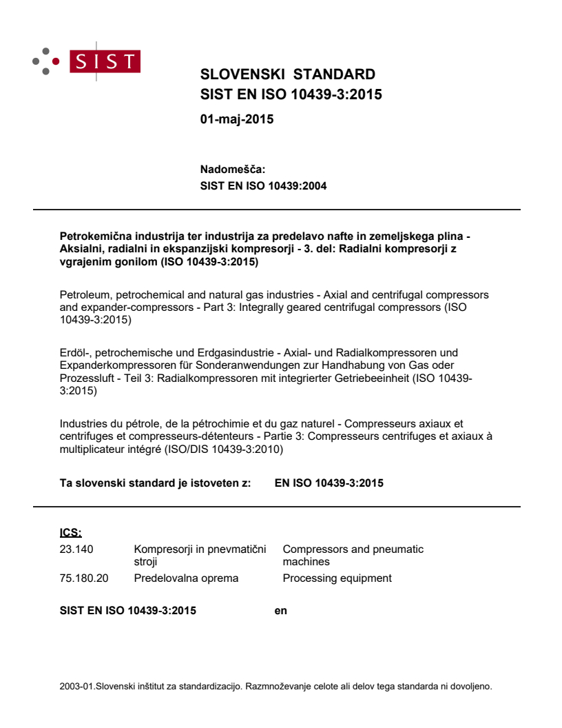 EN ISO 10439-3:2015 EN ISO 10439-3:2015 - BARVE - Page 1 preview