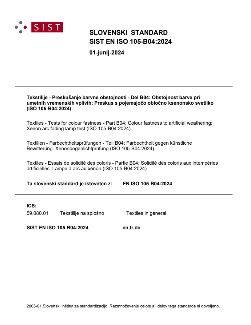 EN ISO 105-B04:2024 EN ISO 105-B04:2024 - Page 1 preview