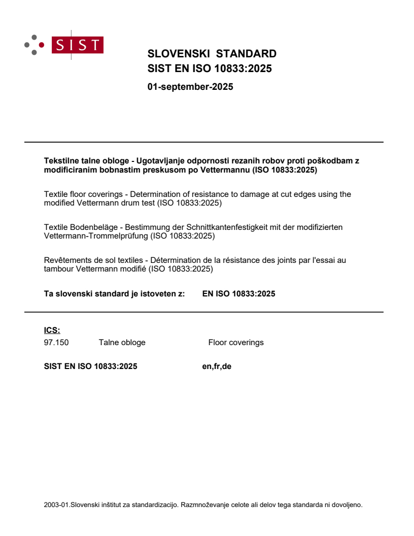 EN ISO 10833:2025