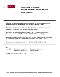 SIST EN ISO 10993-12:2021/A1:2025 - Page 1 preview
