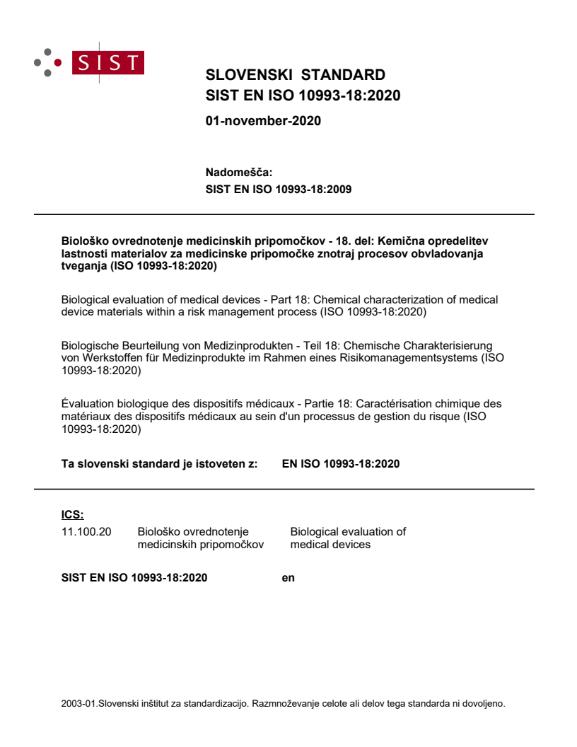 EN ISO 10993-18:2020 EN ISO 10993-18:2020 - Page 1 preview