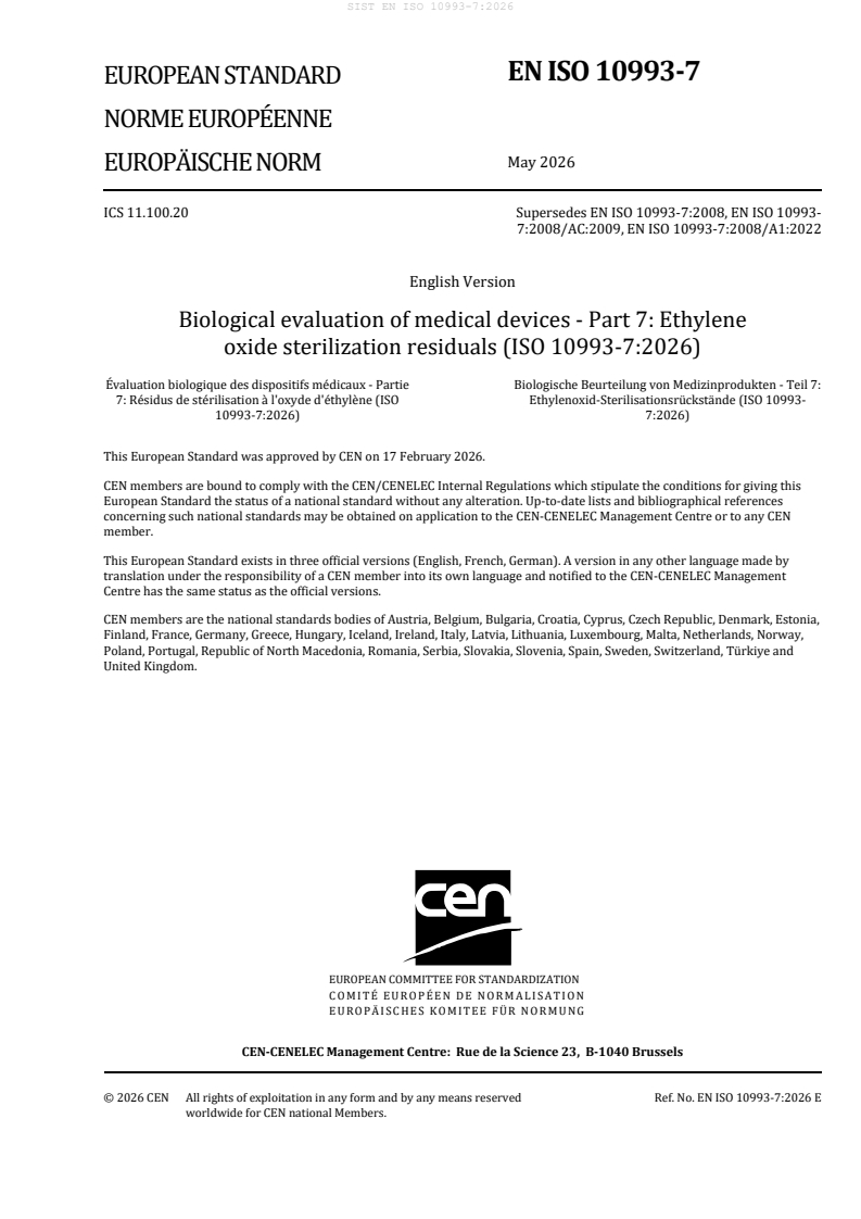 SIST EN ISO 10993-7:2026 SIST EN ISO 10993-7:2026 - Page 3 preview