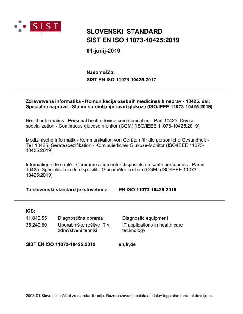 EN ISO 11073-10425:2019 EN ISO 11073-10425:2019 - Page 1 preview